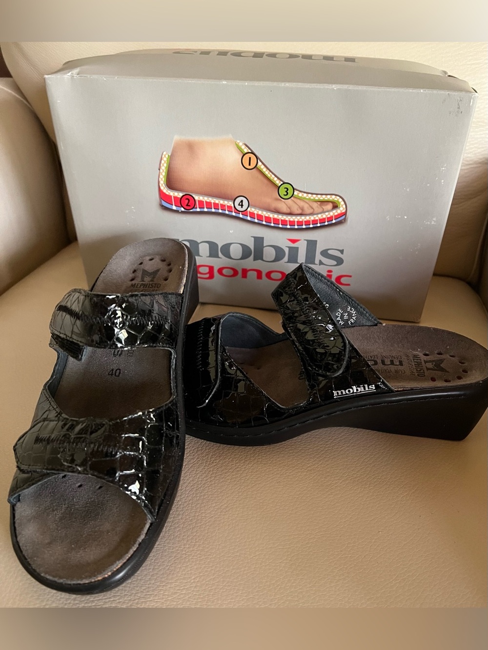 Mobils by Mephisto ULDA Black Wedge Sandals | New w/ Box & Tags